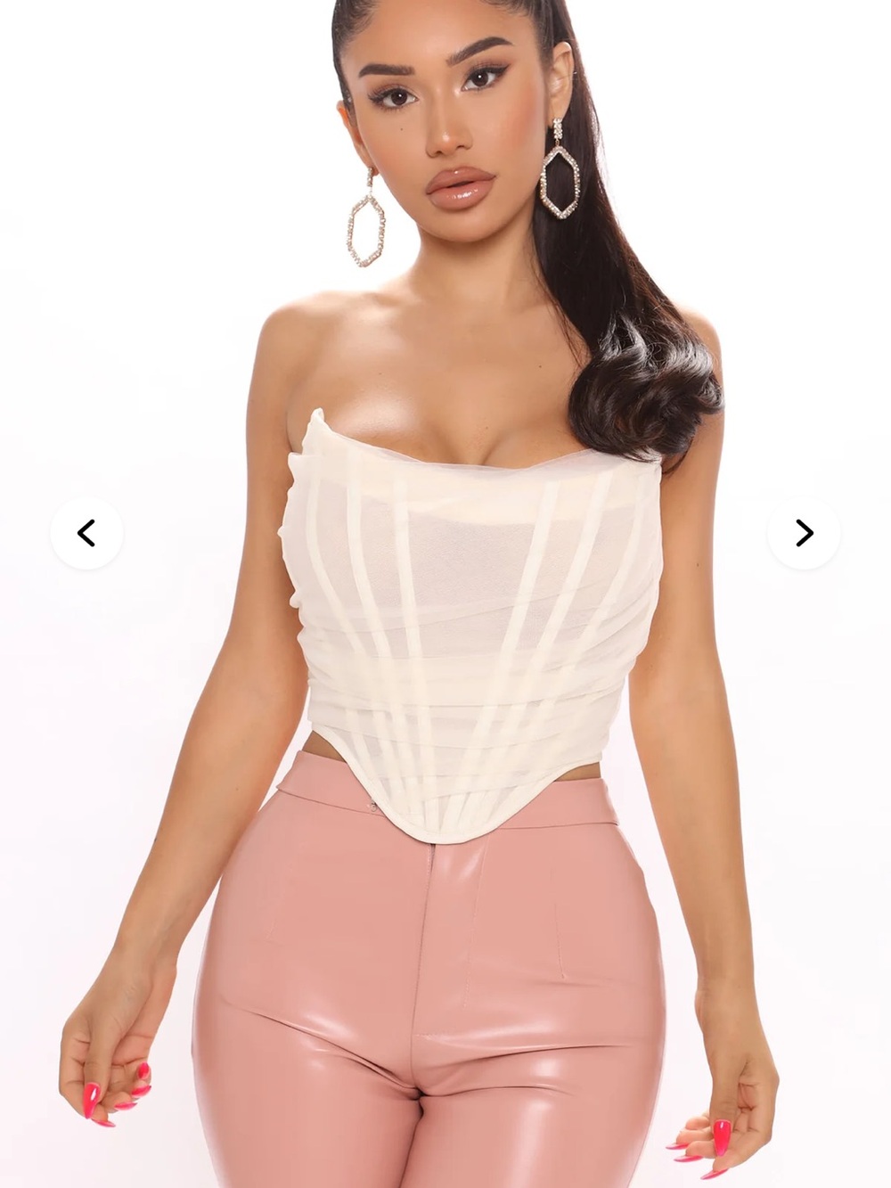 Fashion Nova - Enchanted Corset Top - Cream -  cropped structured Women medium
